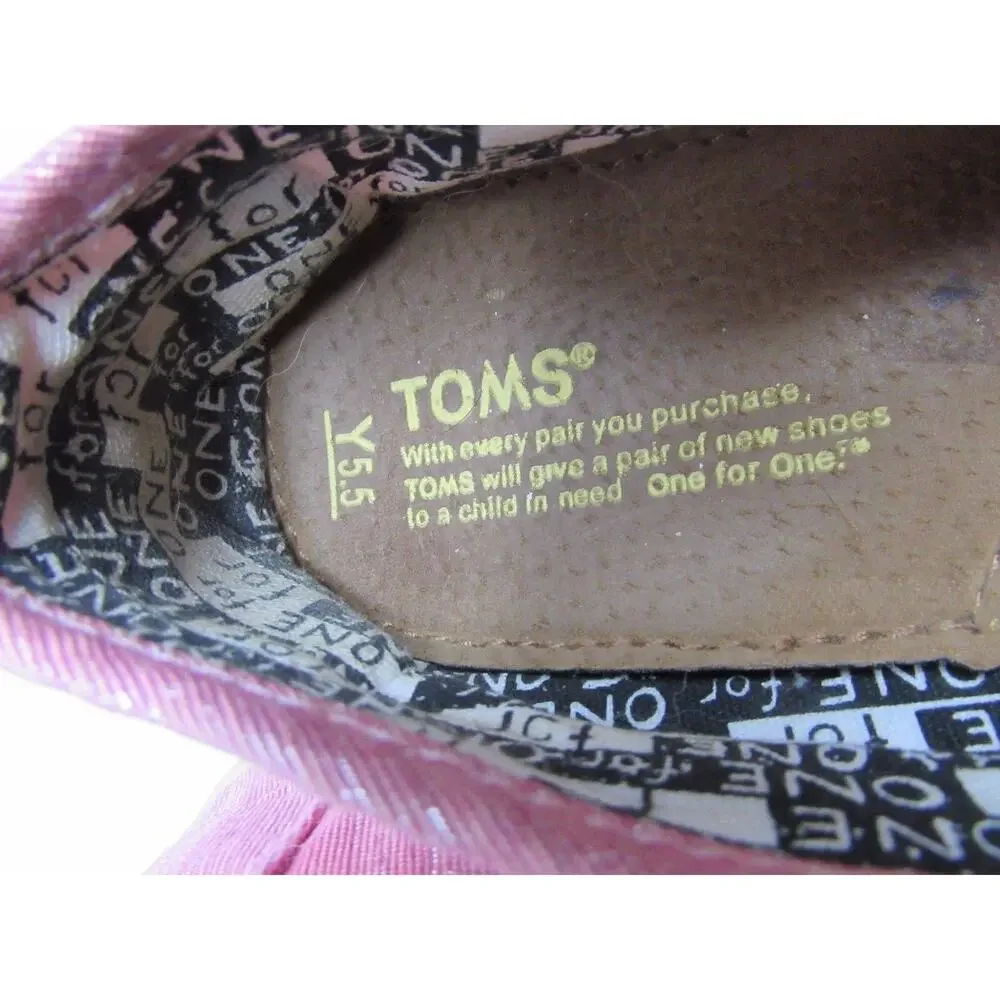 Tom's youth 5.5 pink girls loafers shoes comfort flats